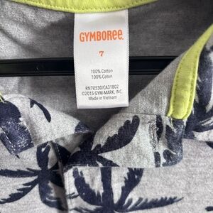 Gymboree Gray Polo with Navy Palm Design